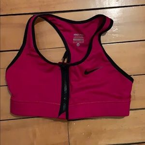 Nike pro zip up sports bra